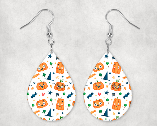 0026 - Kiddy Pumpkins Teardrop Earrings