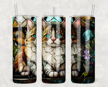 1608 - Stained Glass Kitty 20oz Skinny Tumbler