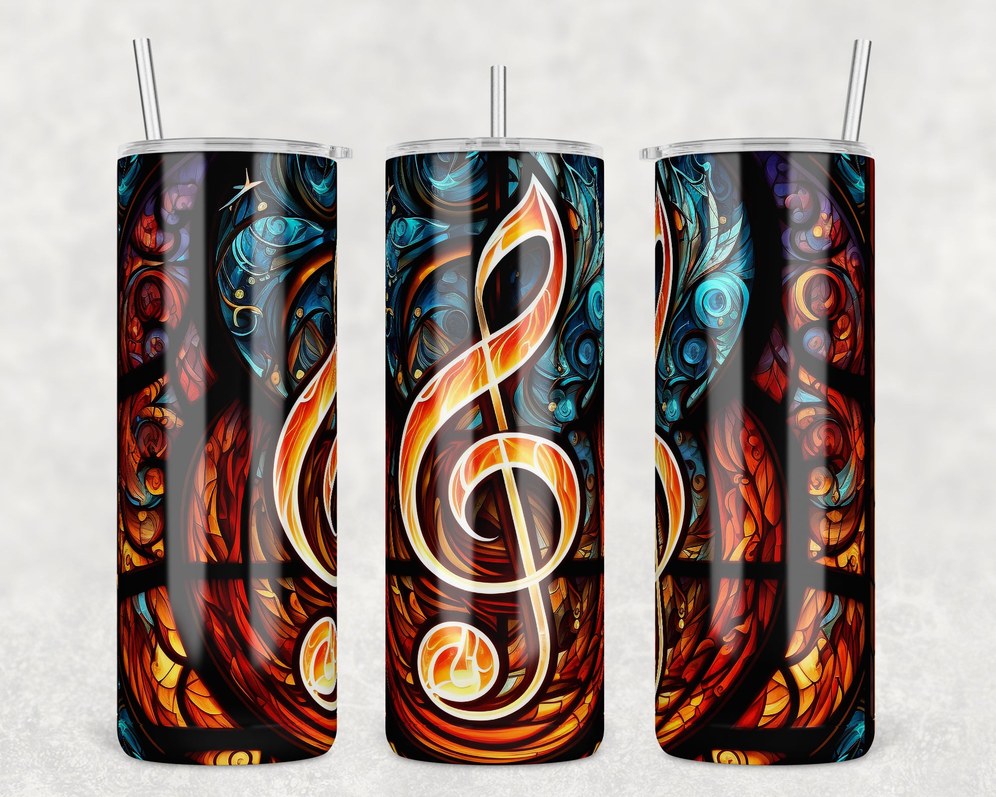 1613 - Stained Glass Treble 20oz Skinny Tumbler