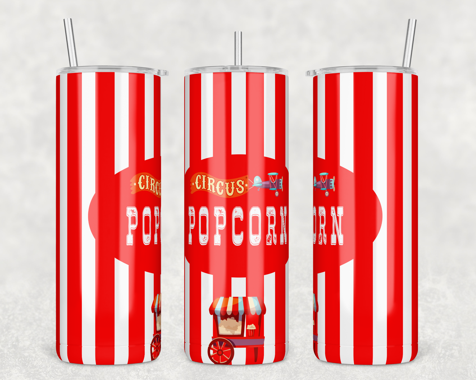 2104 - Circus Popcorn 20oz Skinny Tumbler