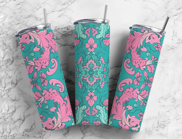 2140 - Pink Paisley 20oz Skinny Tumbler