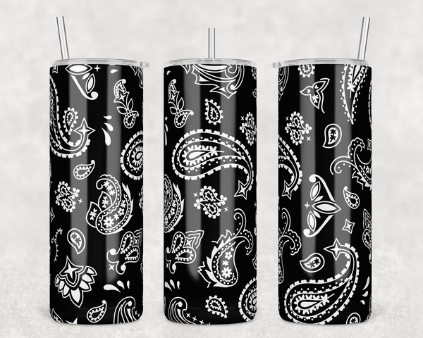 2141 - Black Bandana 20oz Skinny Tumbler