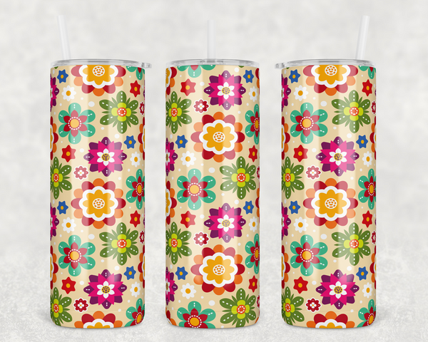 2257 - Groovy Flowers 20oz Skinny Tumbler