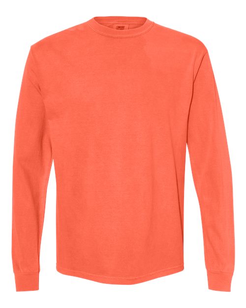 Comfort Colors 6014 Garment-Dyed Heavyweight Long Sleeve T-Shirt - Neon Red Orange