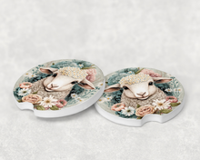10049 - Floral Lamb Ceramic Car Coaster
