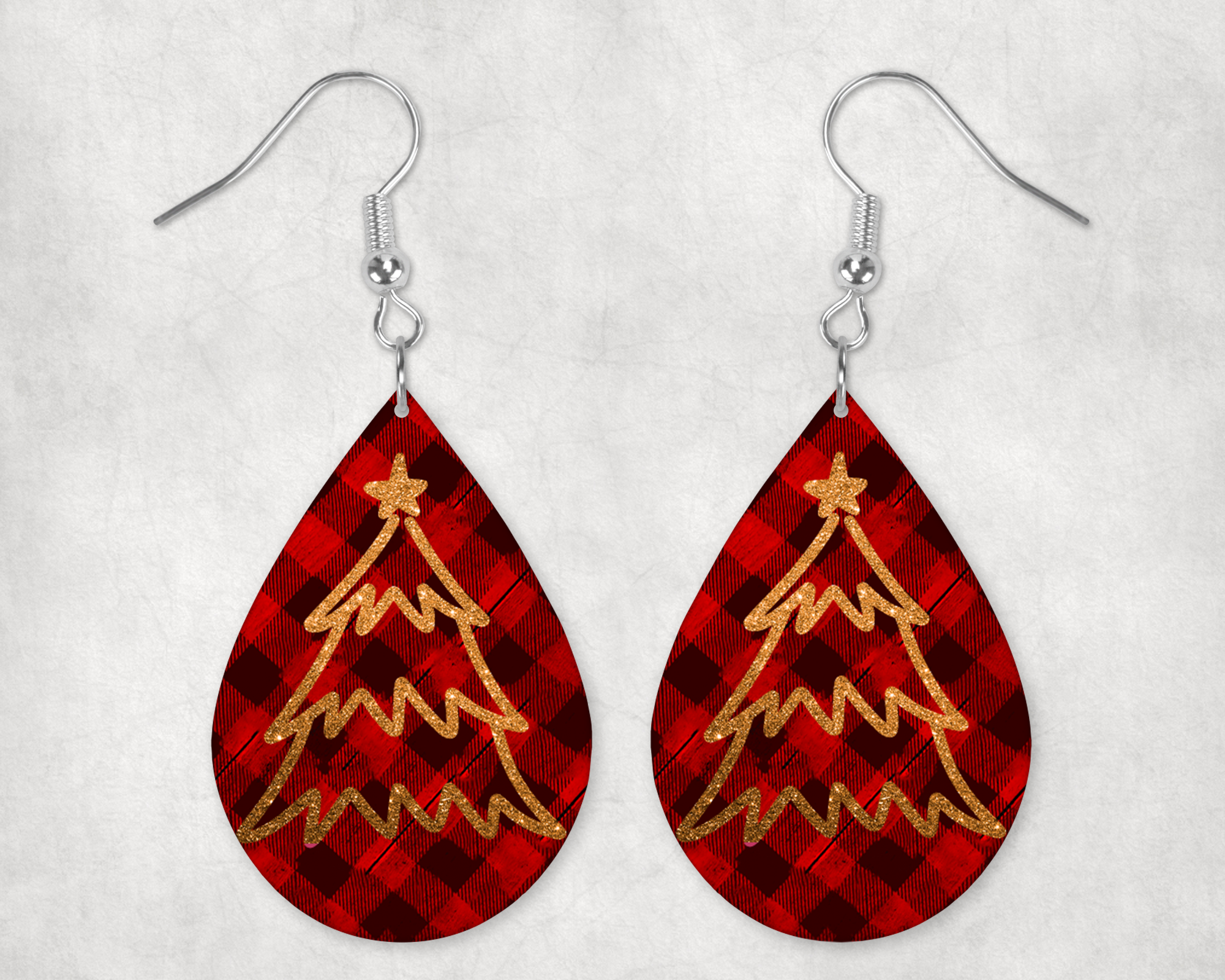 0498 - Gold Lined Christmas Teardrop Earrings