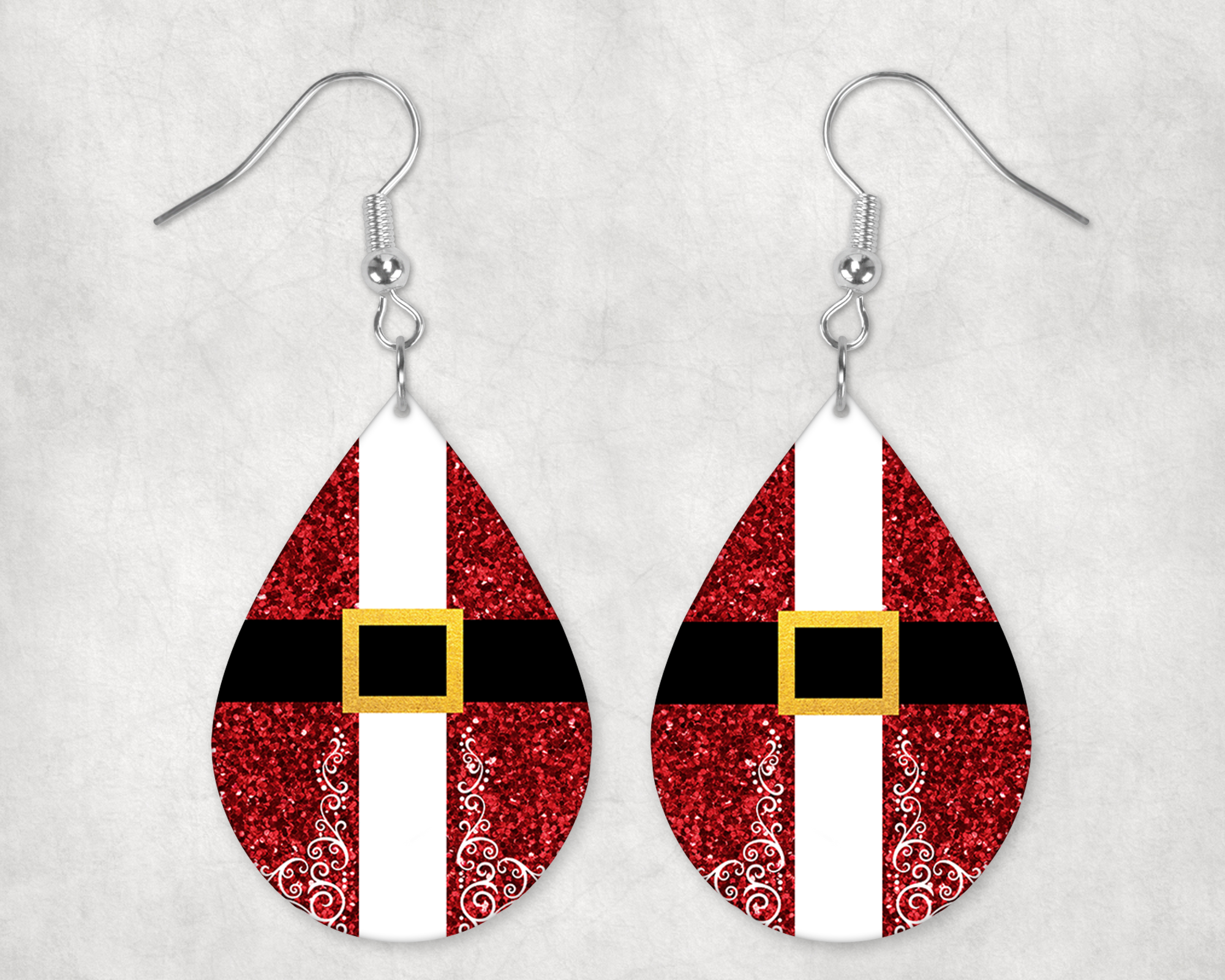 0523 - Fancy Santa Suit Teardrop Earrings