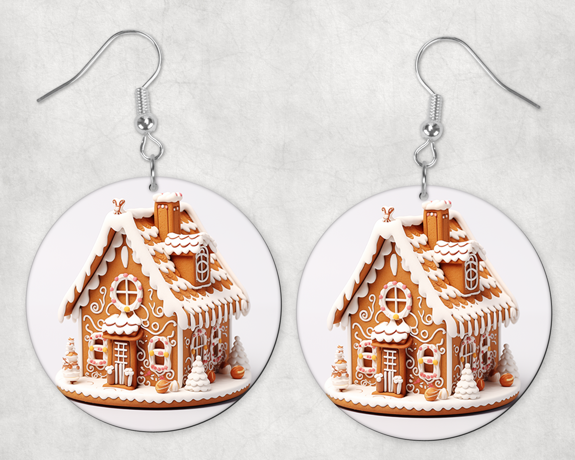 0578 - Gingerbread House Round Earrings