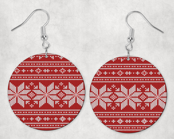 0582 - Christmas Sweater Patterns Teardrop/Round Earrings