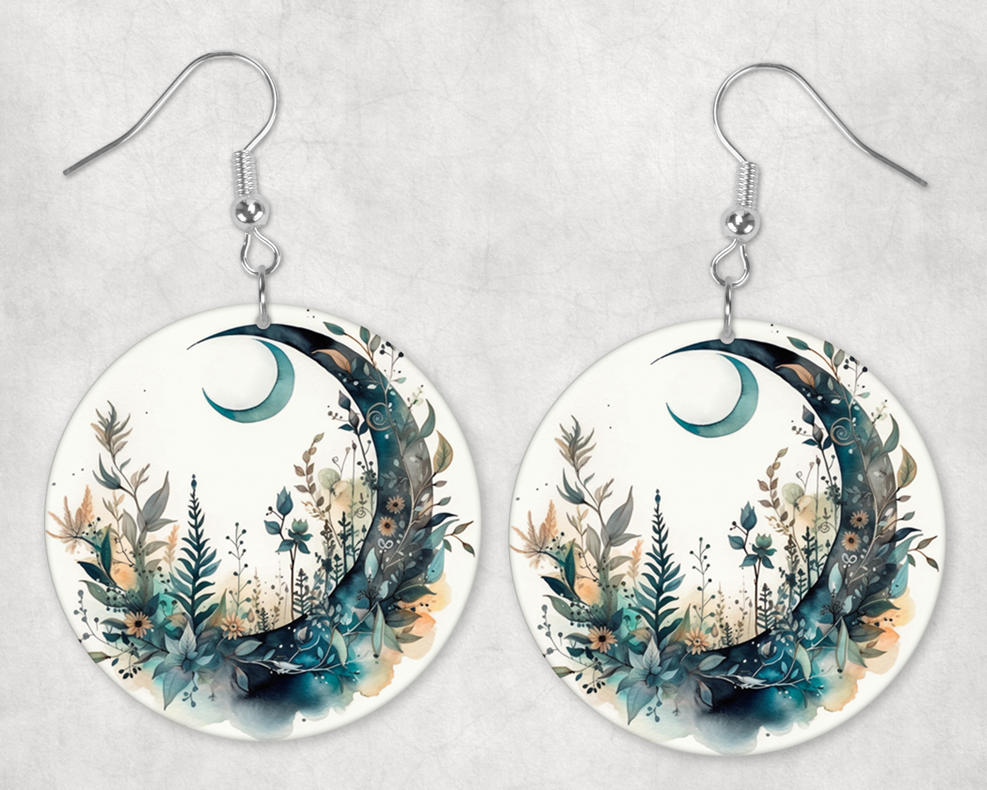0008 - Floral Moons Round Earrings