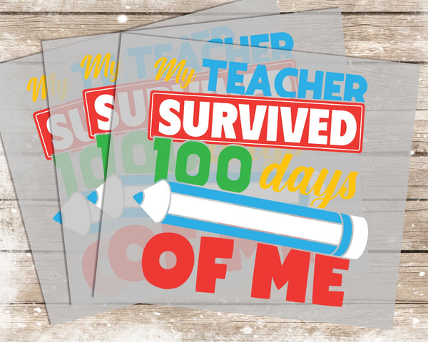 100 Days of School - 1040 -  DTF Transfer