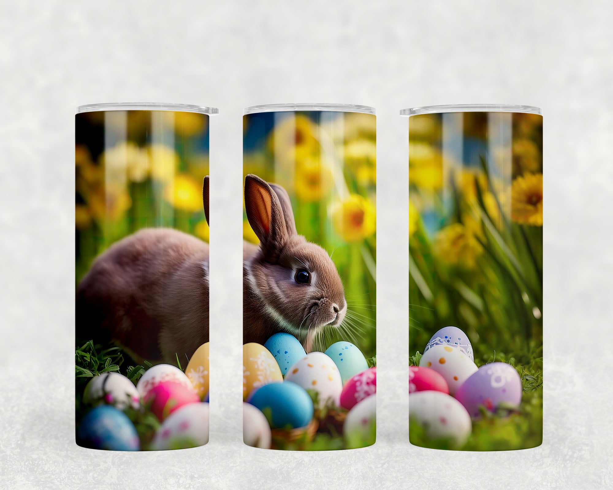 1121 - Easter Bunny with Eggs 20oz Skinny Tumbler