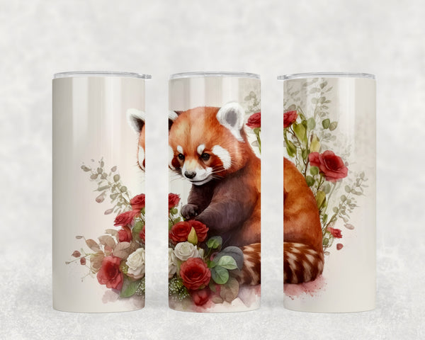 1165 - Red Panda Floral 20oz Skinny Tumbler