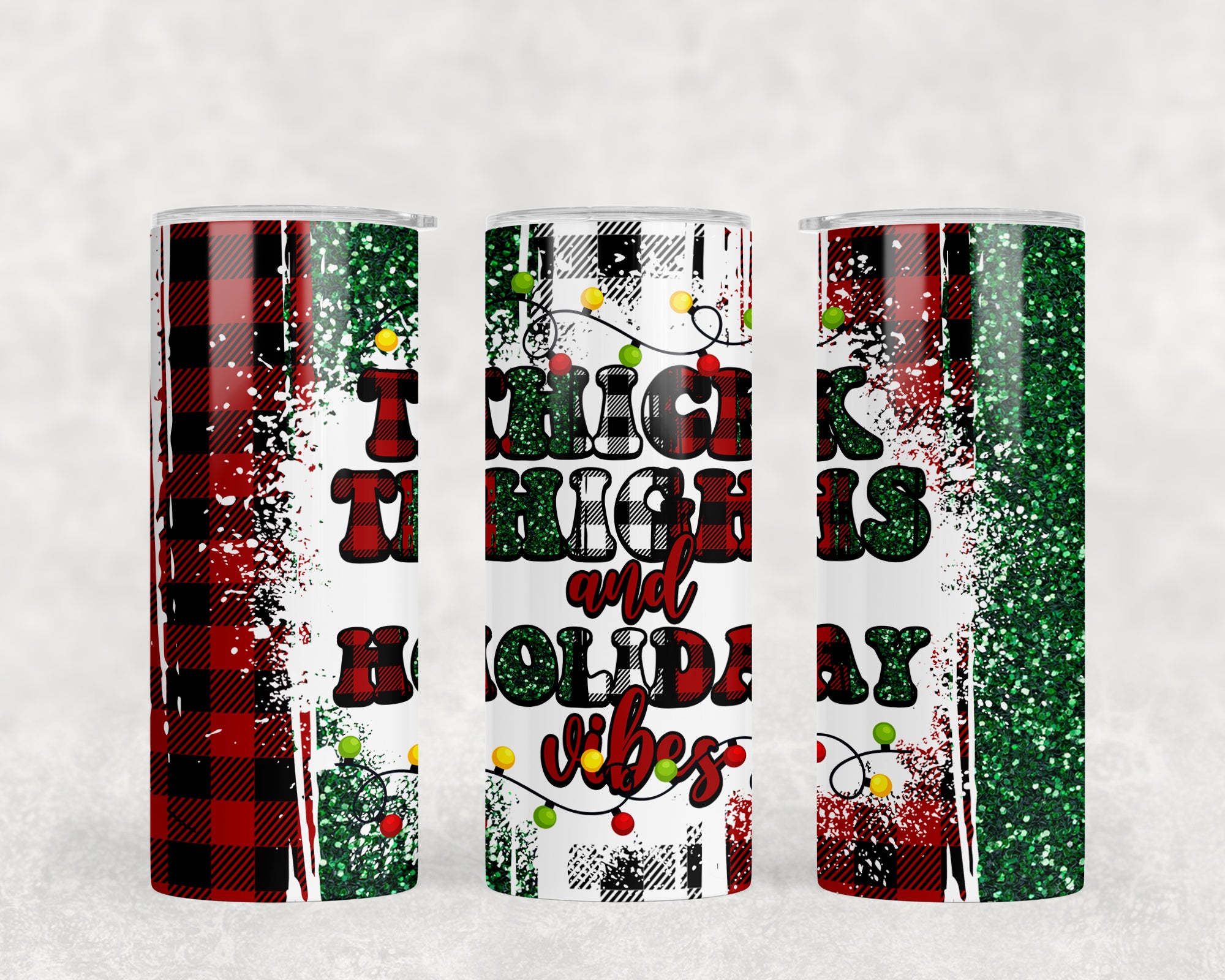 1380 - Thick Thighs Holiday Vibes Brushstrokes 20oz Skinny Tumbler