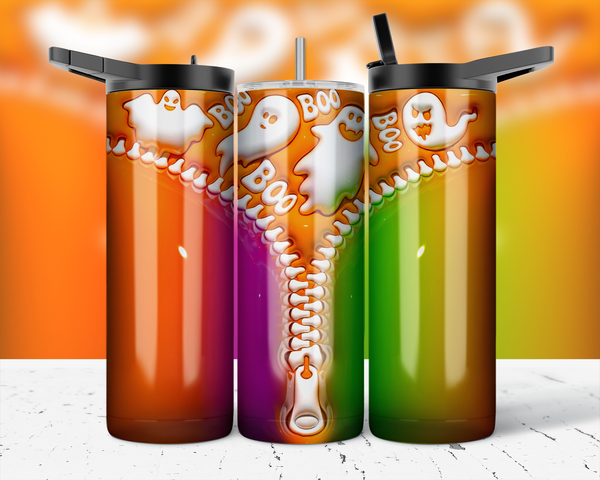 2685 - Ghost Zipper Orange 20oz Skinny Tumbler