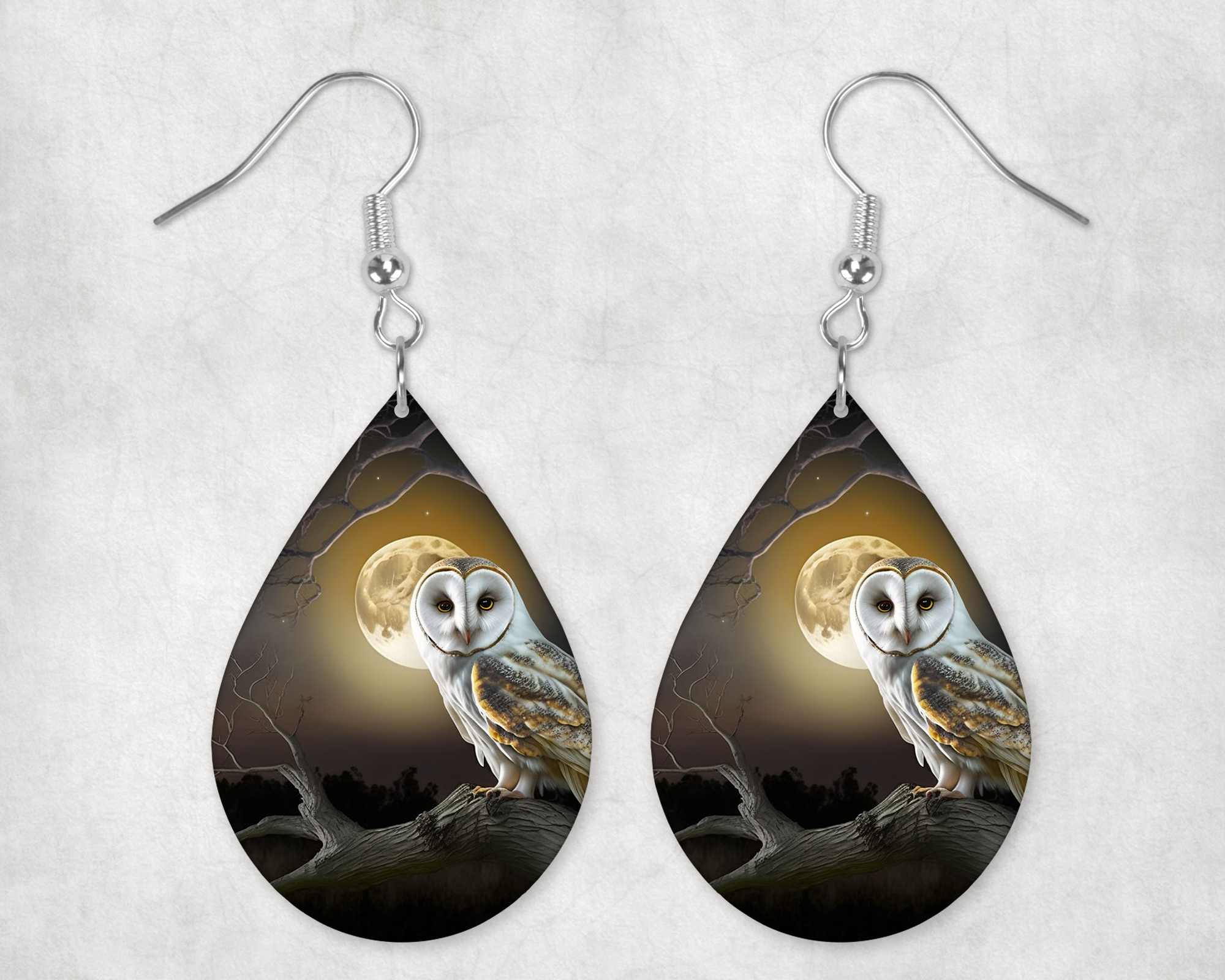0011 - Barn Owl Teardrop Earrings