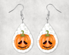 0018 - Sad Pumpkin Teardrop Earrings