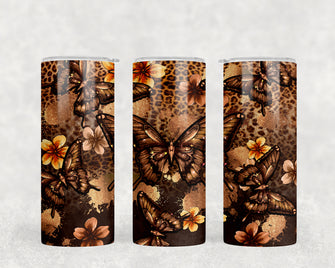 1022 - Chocolate Butterfly 20oz Skinny Tumbler